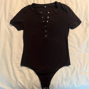 Black Button-Up Bodysuit Small